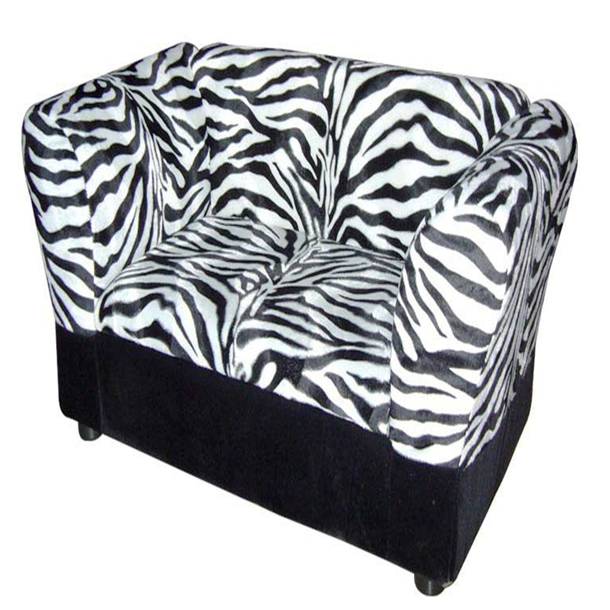 20" Zebra Print Upholstered Club Chair Style Dog Bed