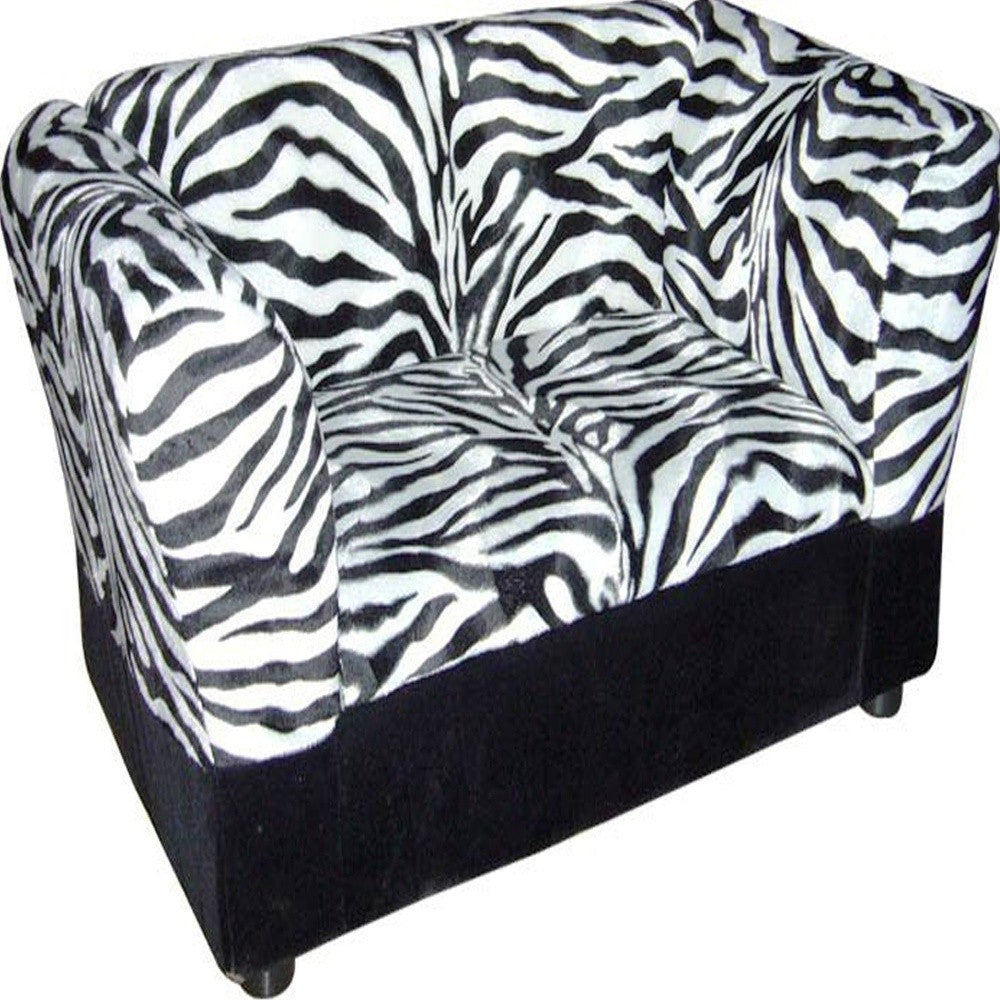 20" Zebra Print Upholstered Club Chair Style Dog Bed