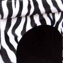 Zebra Print Upholstered Folding Dog House Shaped Pet Bed