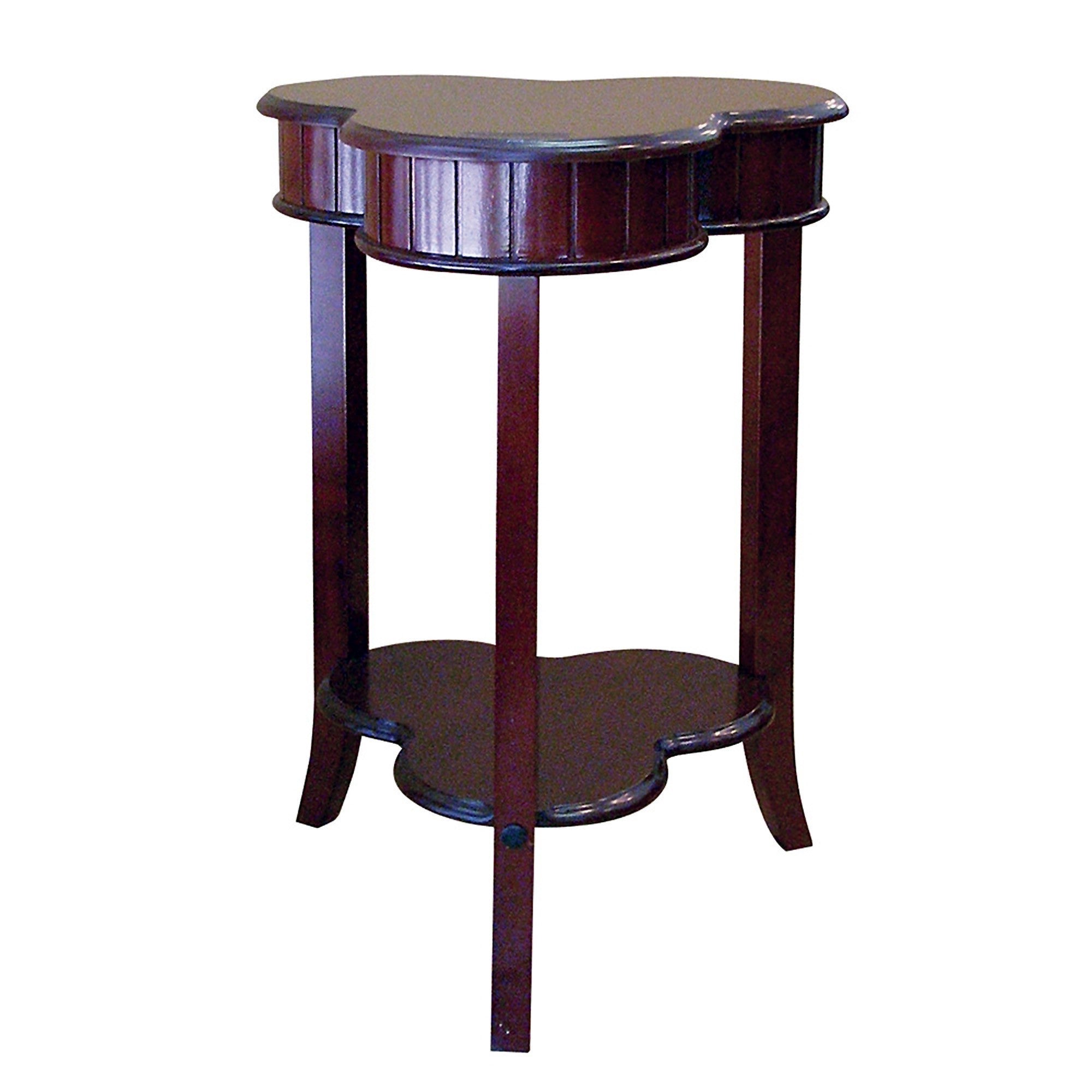 28" Brown Solid And Manufactured Wood Free Form End Table With Shelf