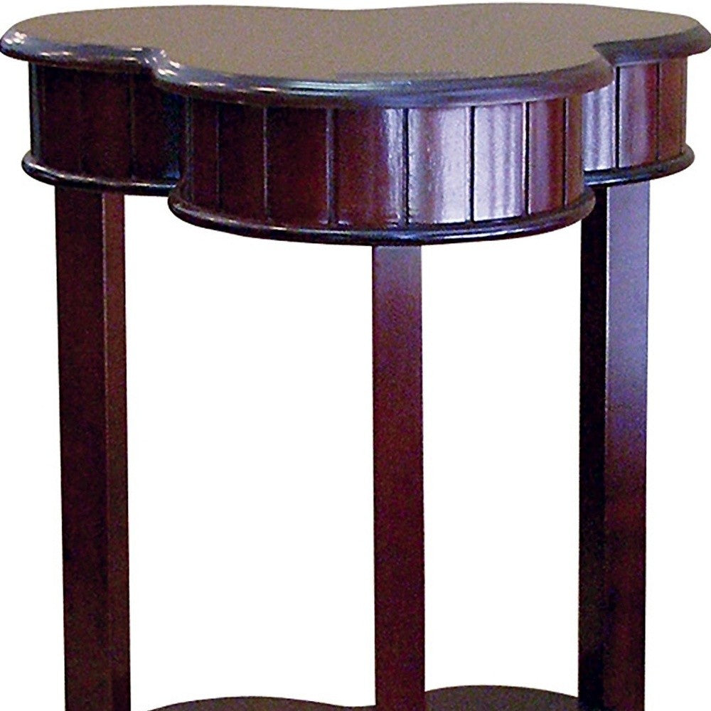 28" Brown Solid And Manufactured Wood Free Form End Table With Shelf