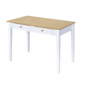 Wood And White Finish Cottage Desk With 2 Drawers