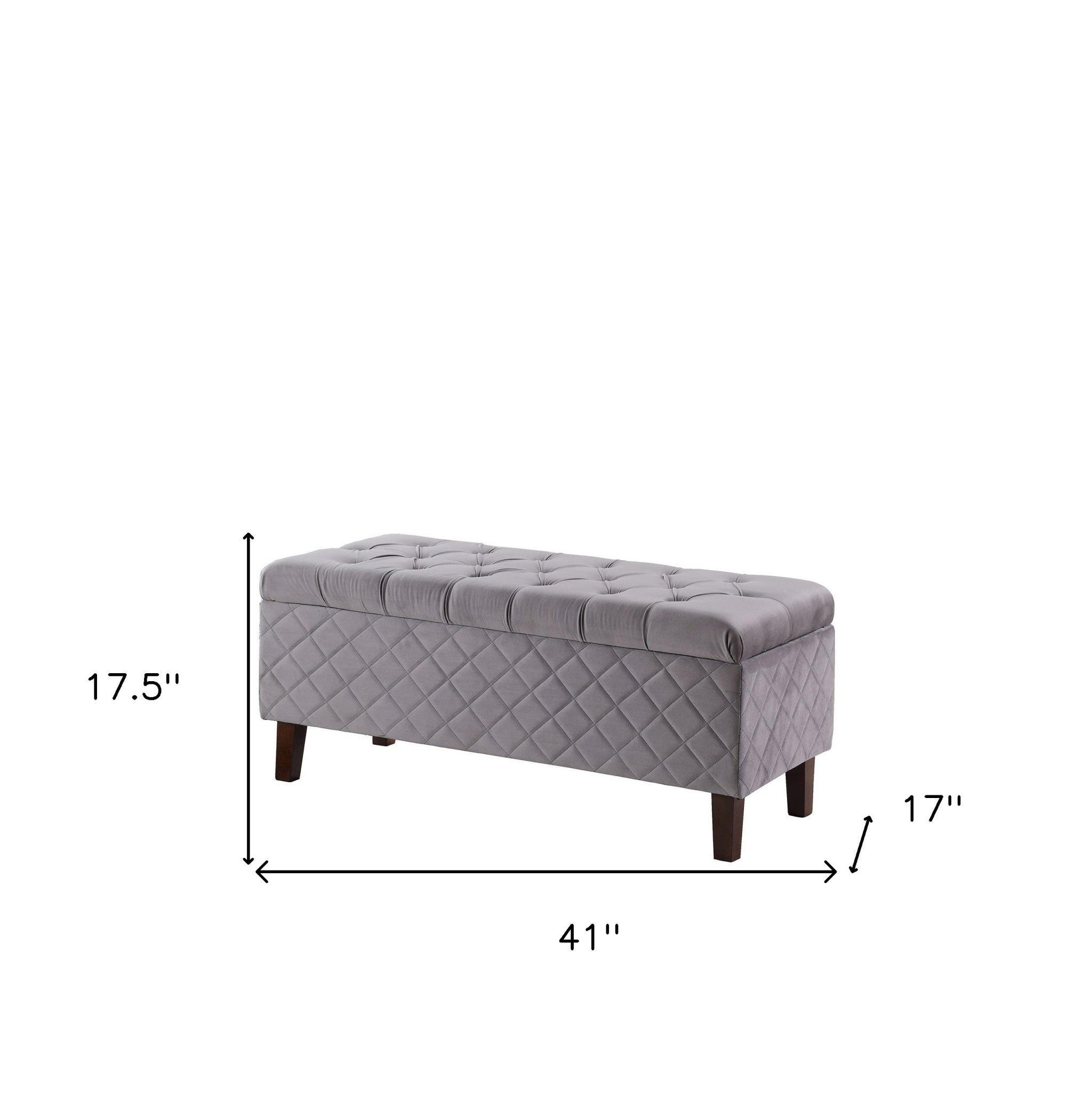 17" Dark Brown And Gray 100% Polyester Entryway Bench With Flip Top