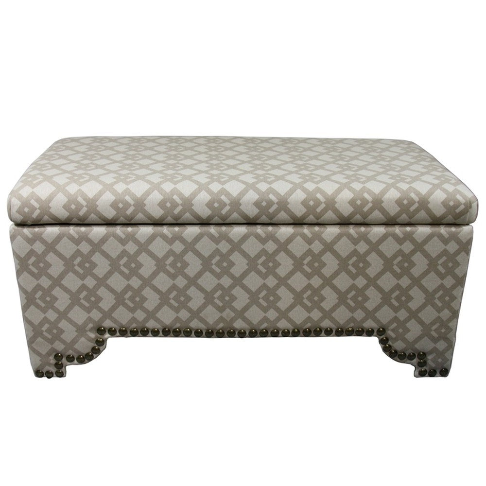 Taupe Geometric Storage Bench with Ottomans Four Piece Set