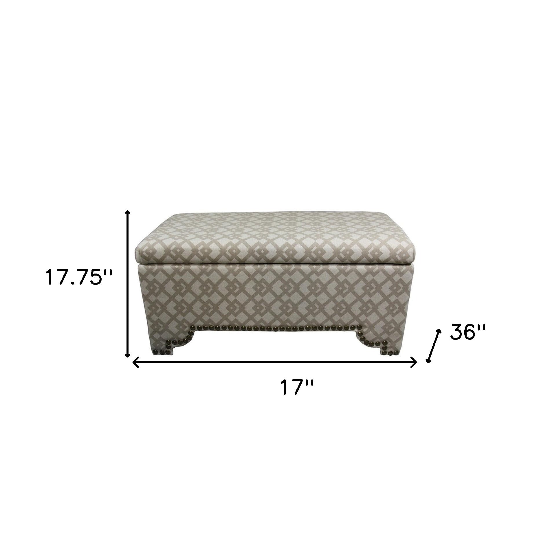 Taupe Geometric Storage Bench with Ottomans Four Piece Set