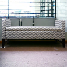 Modern Gray and White Chevron Print Storage Bench