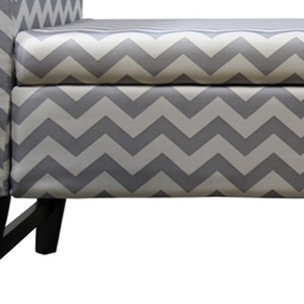 Modern Gray and White Chevron Print Storage Bench