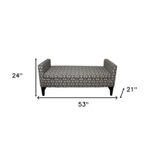 Modern Dark Brown and White Retro Star Print Storage Bench