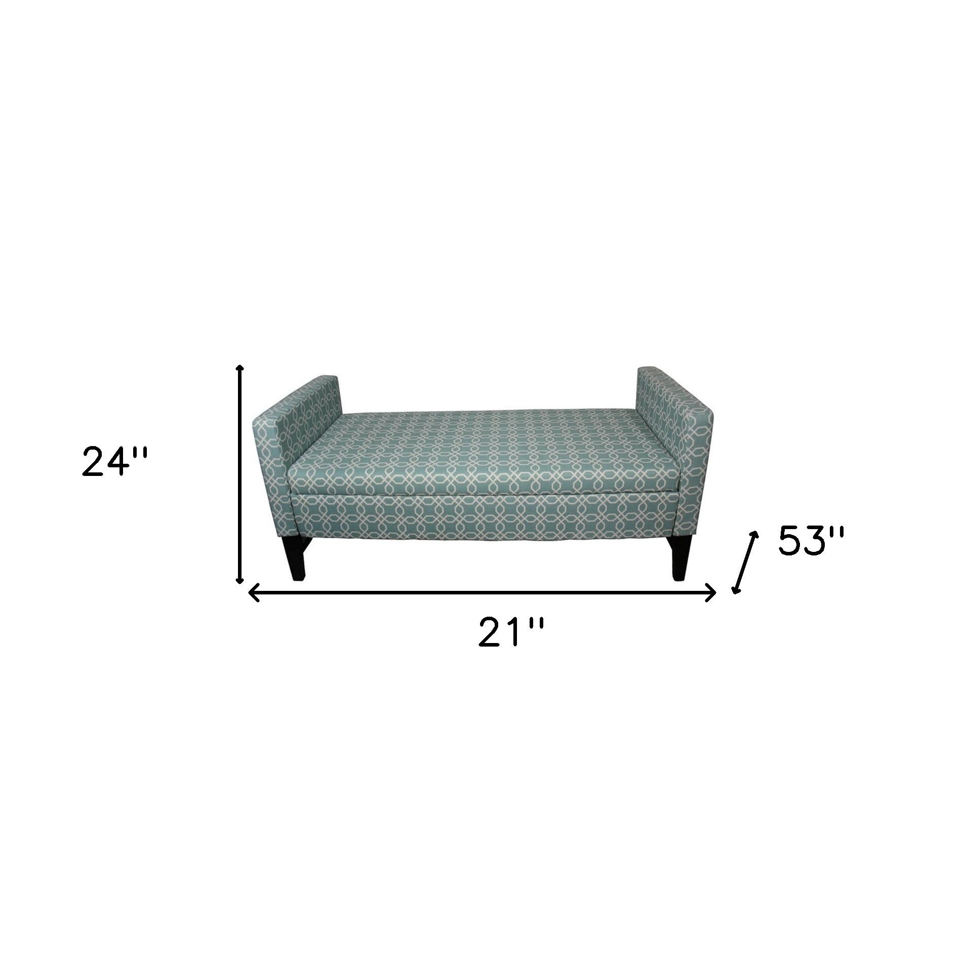 Modern Aqua Teal Geometric Print Storage Bench
