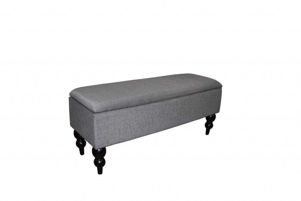 14" Black And Gray Upholstered 100% Polyester Entryway Bench With Flip Top