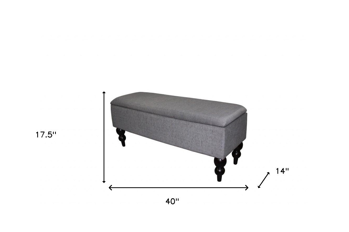 14" Black And Gray Upholstered 100% Polyester Entryway Bench With Flip Top
