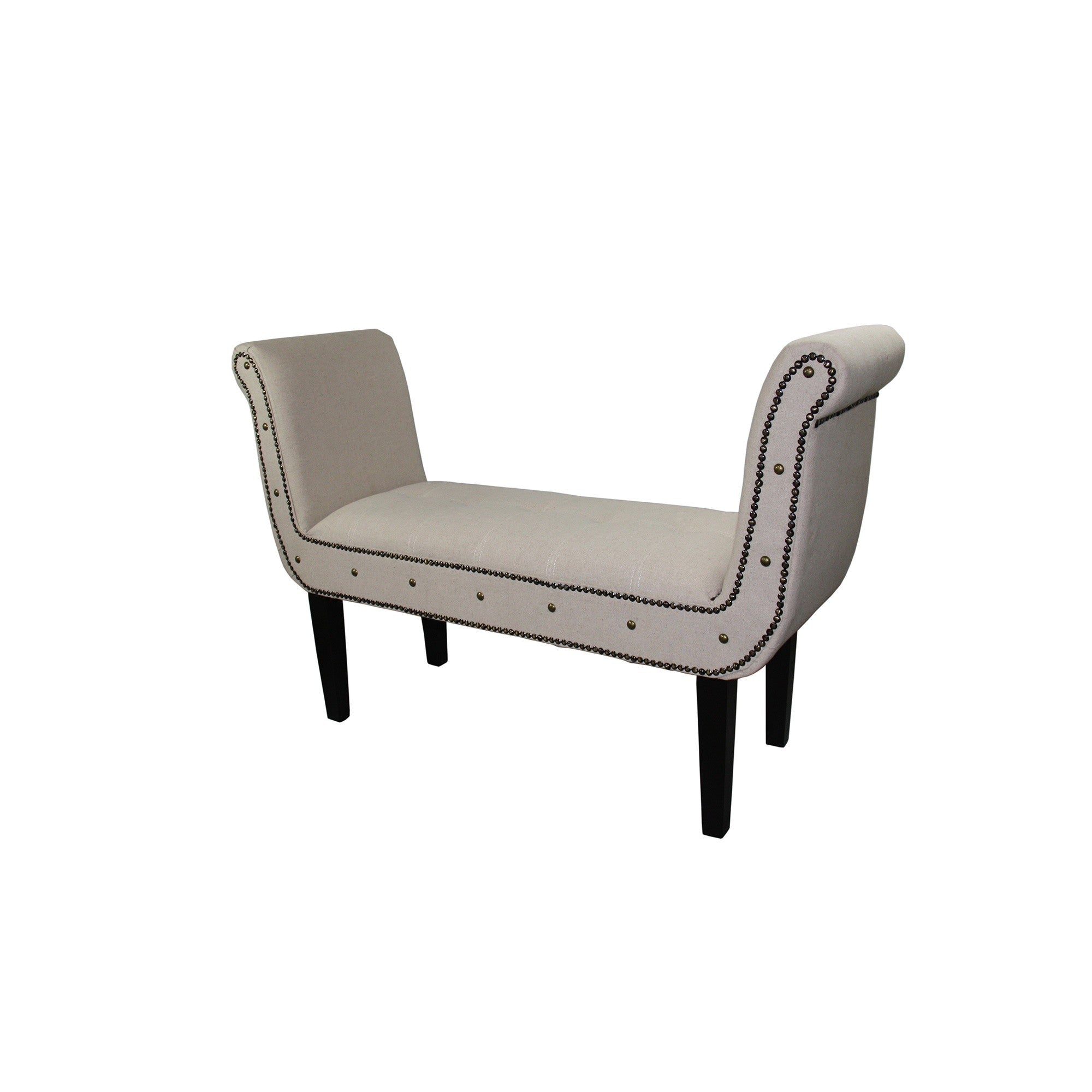 Banco con brazos en forma de U de ante marfil