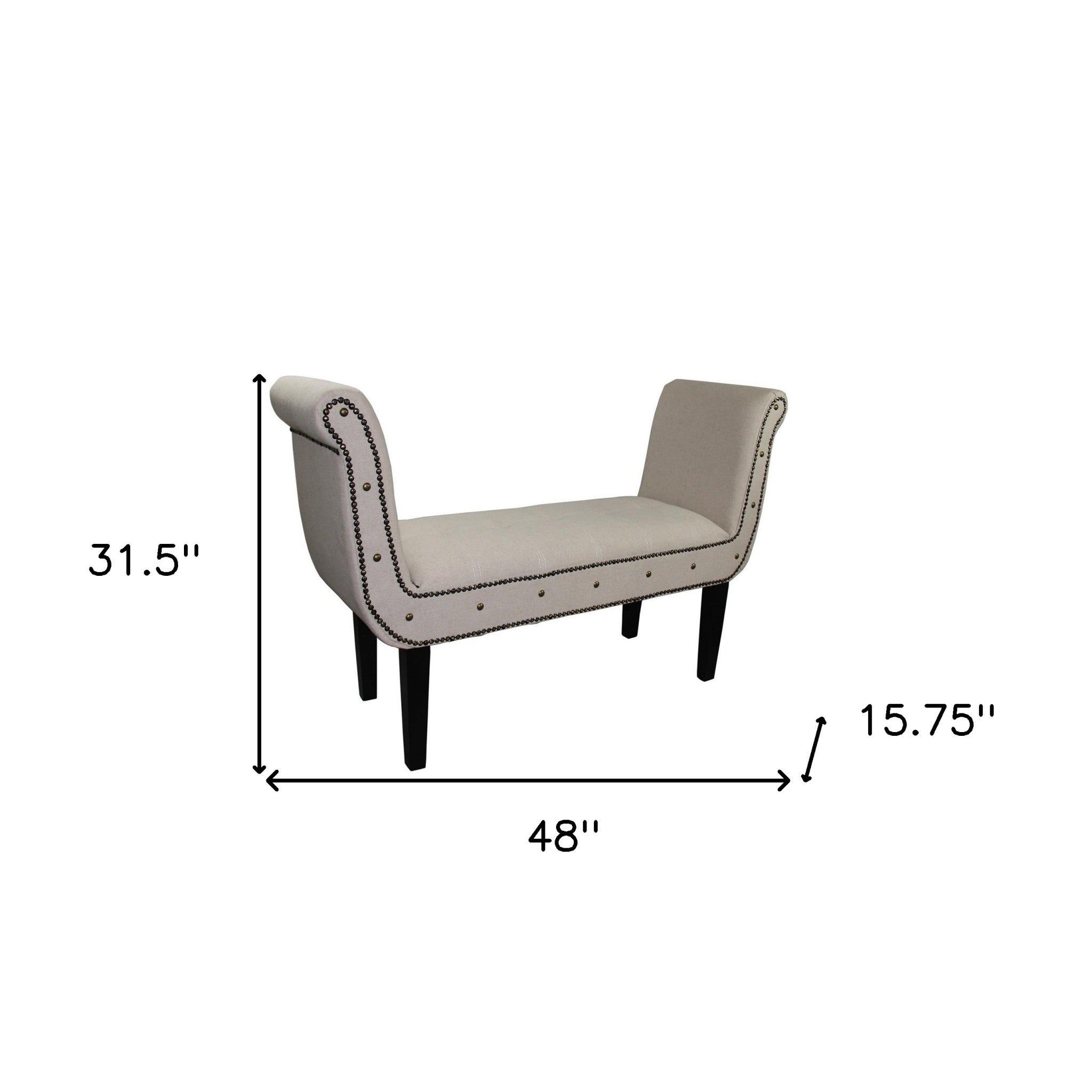 Banco con brazos en forma de U de ante marfil