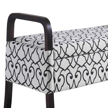 Black and White Scroll Wooden Storage Bench with Handles