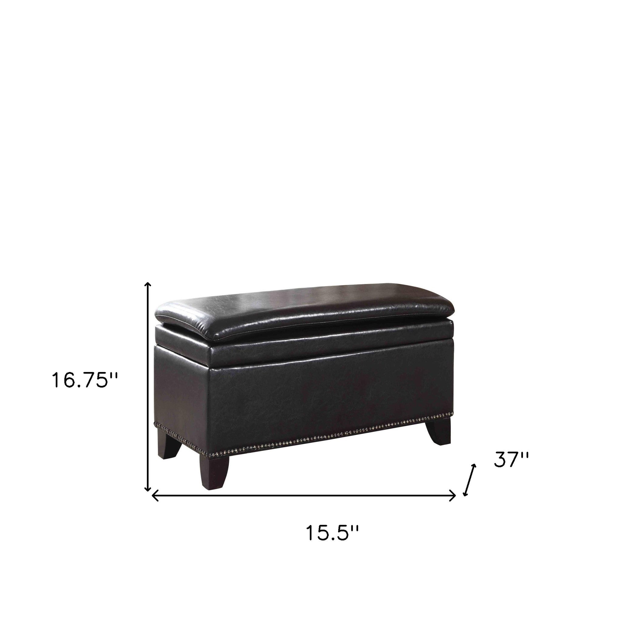 16" Espresso 100% Polyester Entryway Bench With Flip Top