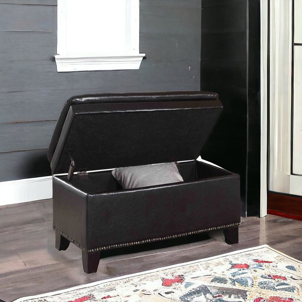 16" Espresso 100% Polyester Entryway Bench With Flip Top