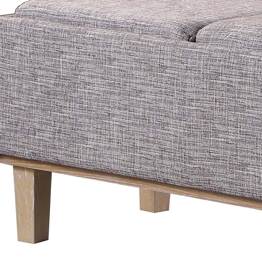 17" Wood Brown And Gray Upholstered 100% Polyester Entryway Bench With Flip Top
