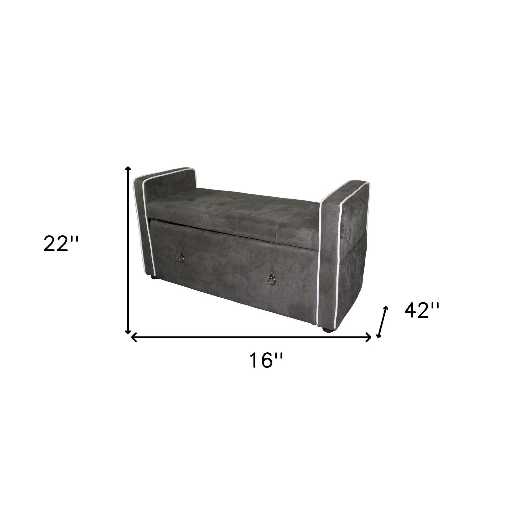 Olive Gray Suede Shoe Storage Bench with Drawer