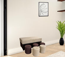Brown Six Piece Microfiber Storage Bench with Ottomans