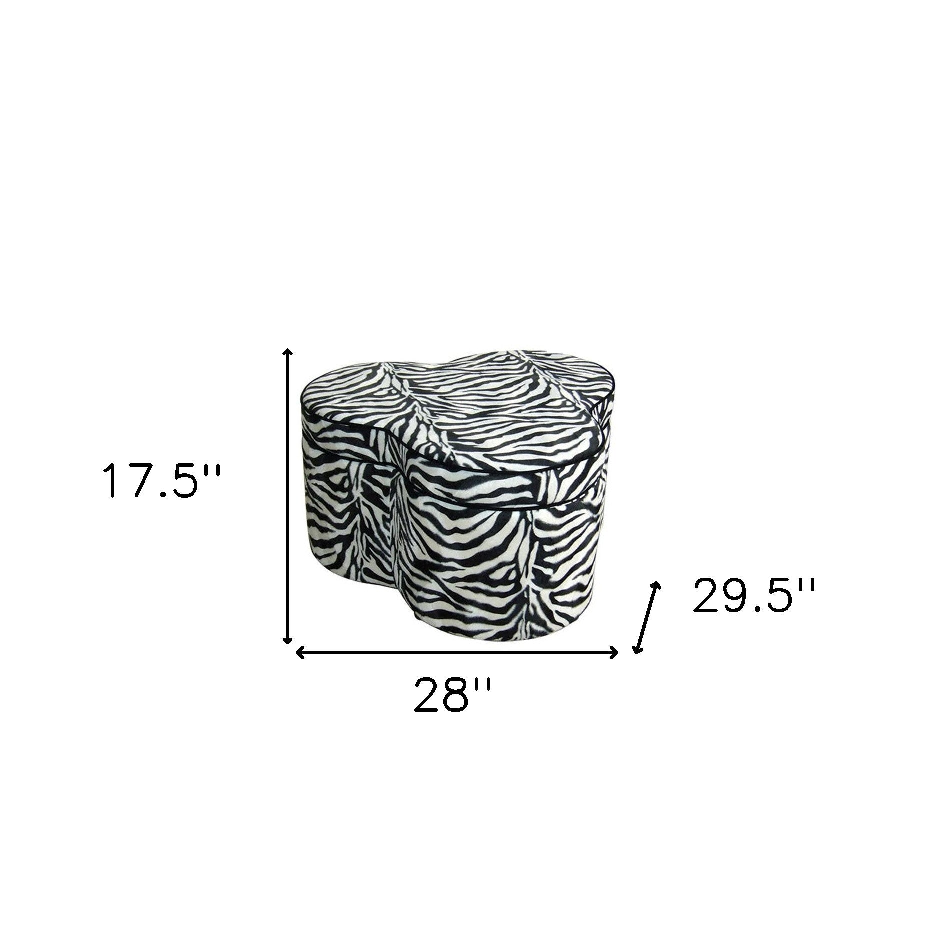 Otomana de almacenamiento con estampado animal especial de mezcla de poliéster blanco y negro de 28"