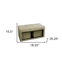 Beige Storage Bench and Ottoman Set
