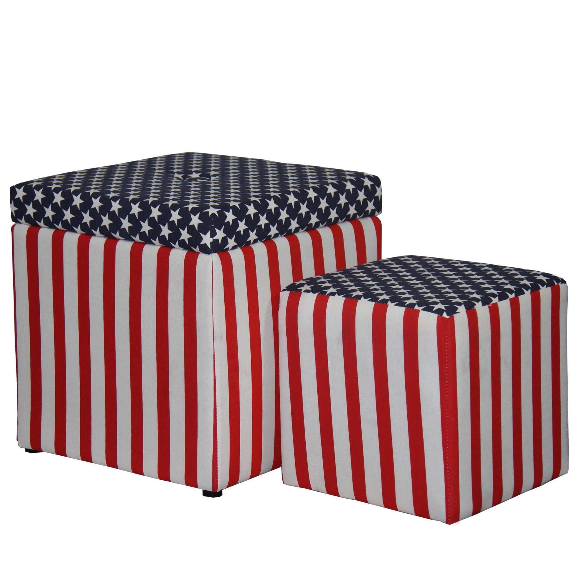 18" Navy Blue Polyester Blend Tufted Cube Ottoman