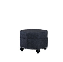 Otomana de almacenamiento especial negra y mezcla de poliéster gris azulado de 23