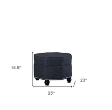 Otomana de almacenamiento especial negra y mezcla de poliéster gris azulado de 23