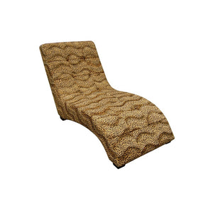 Leopard Print Faux Suede Curved Chaise Lounge Accent Chair 52"