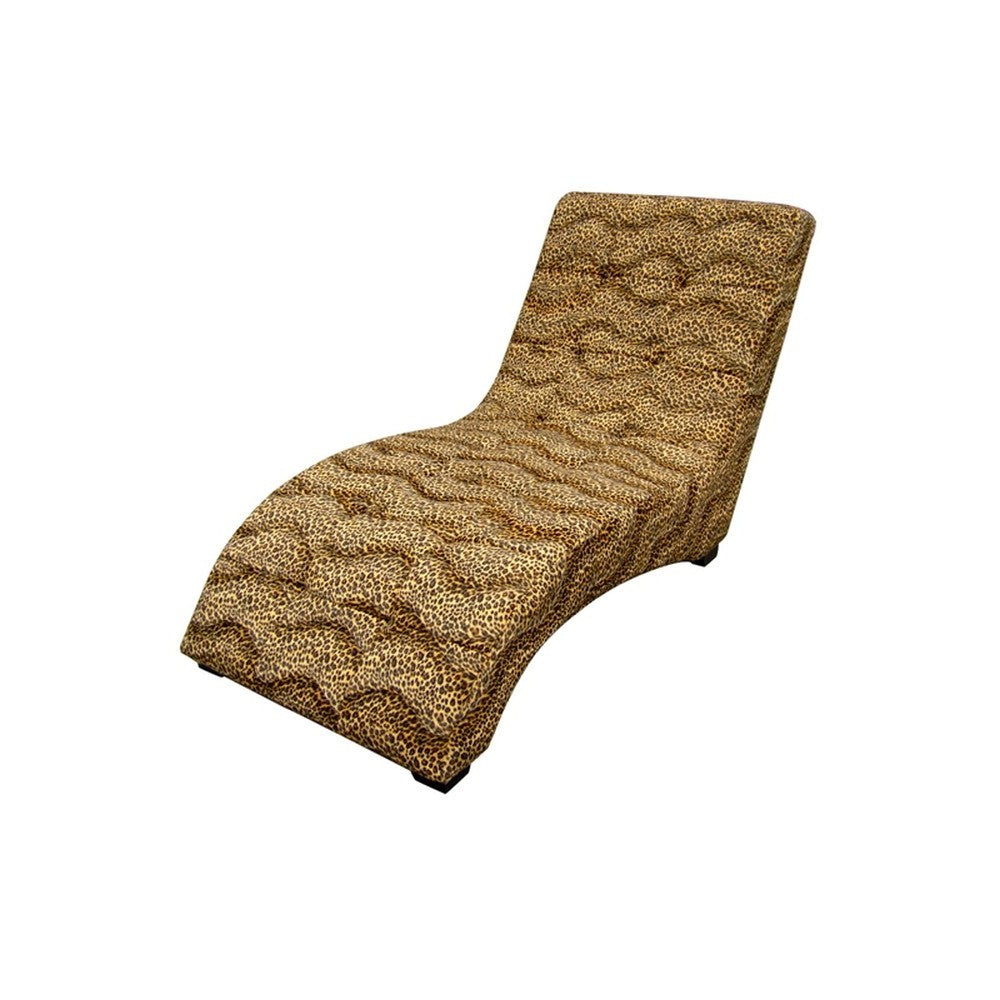 Leopard Print Faux Suede Curved Chaise Lounge Accent Chair 52"