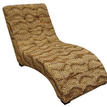 Leopard Print Faux Suede Curved Chaise Lounge Accent Chair 52