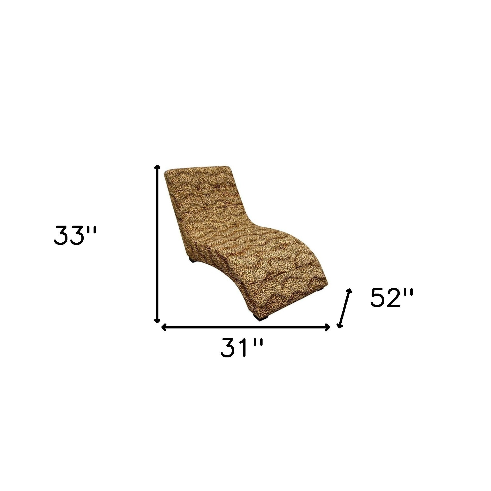 Leopard Print Faux Suede Curved Chaise Lounge Accent Chair 52"