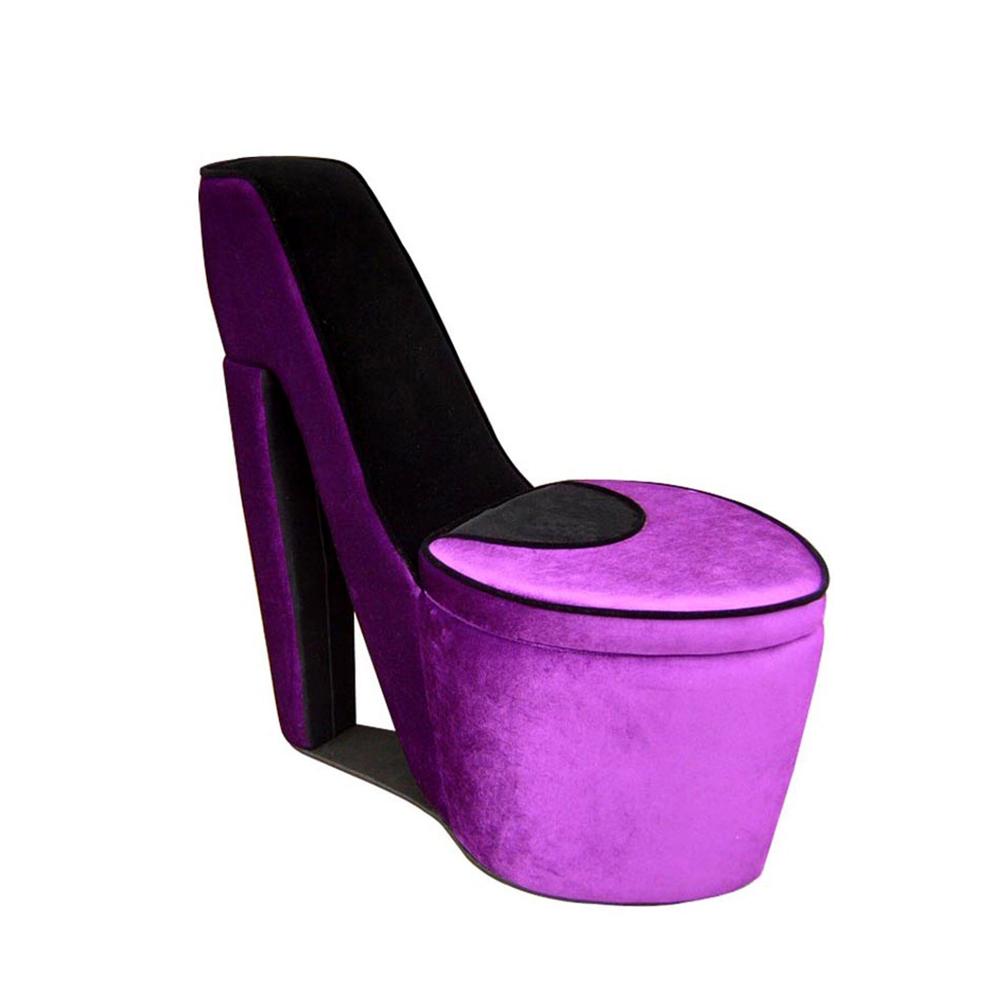 Purple And Black And Purple Faux Suede Side Chair 32"