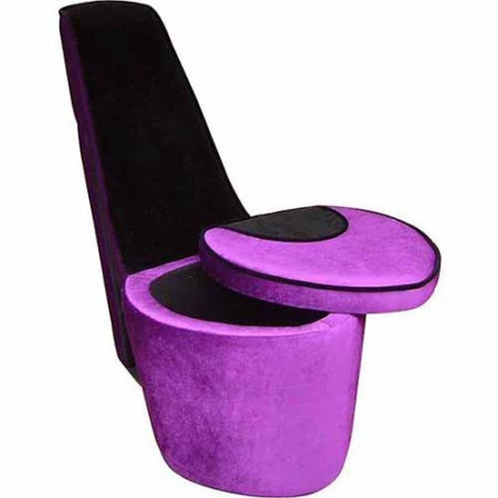 Purple And Black And Purple Faux Suede Side Chair 32"