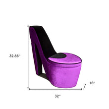 Purple And Black And Purple Faux Suede Side Chair 32