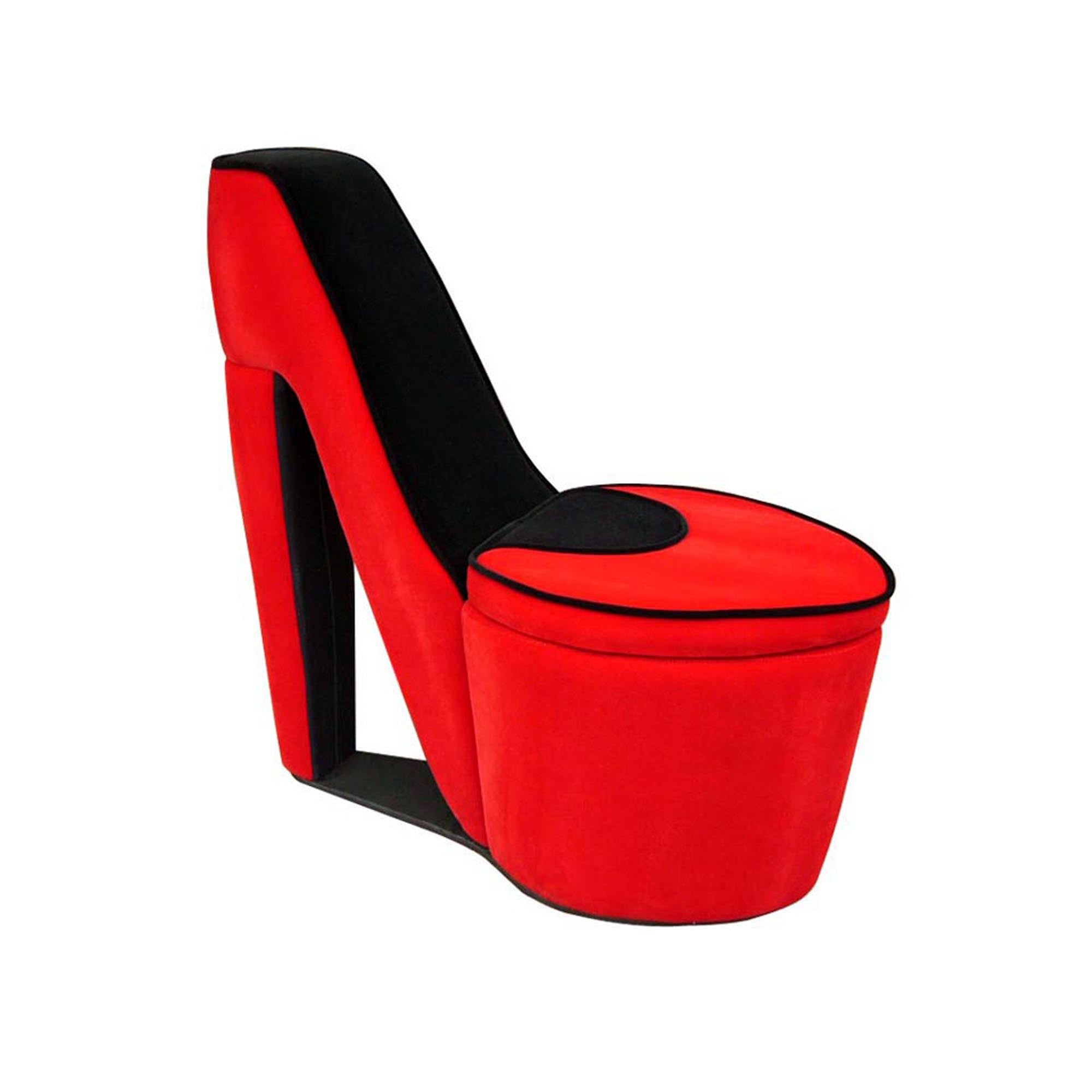 Red And Red And Black Faux Suede Side Chair 32"