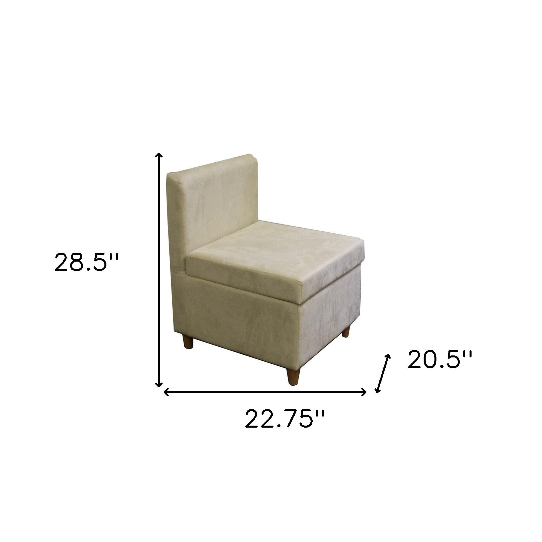 Silla decorativa sin reposabrazos de microfibra color crema Mod Taupe de 29" con almacenamiento