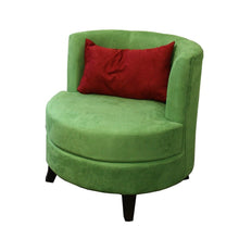 Green Microfiber Retro Round Accent Chair with Contrast Pillow 31