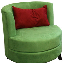 Green Microfiber Retro Round Accent Chair with Contrast Pillow 31
