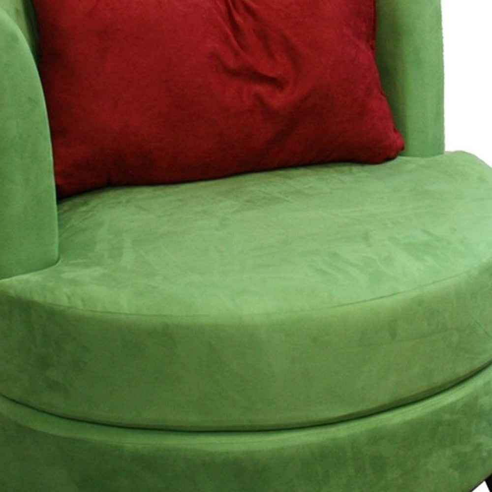 Green Microfiber Retro Round Accent Chair with Contrast Pillow 31"