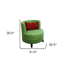 Green Microfiber Retro Round Accent Chair with Contrast Pillow 31