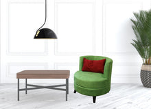 Green Microfiber Retro Round Accent Chair with Contrast Pillow 31