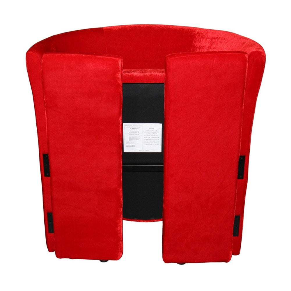25" Luxurious Wood and Red Microfiber Folding Chair