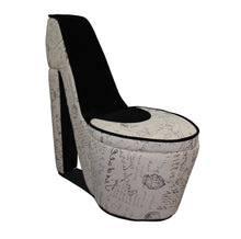 Glam Black and White French Postcard High Heel Shoe Shaped Storage Chair