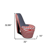 Red White and Blue Patriotic Print 3 High Heel Shoe Storage Chair