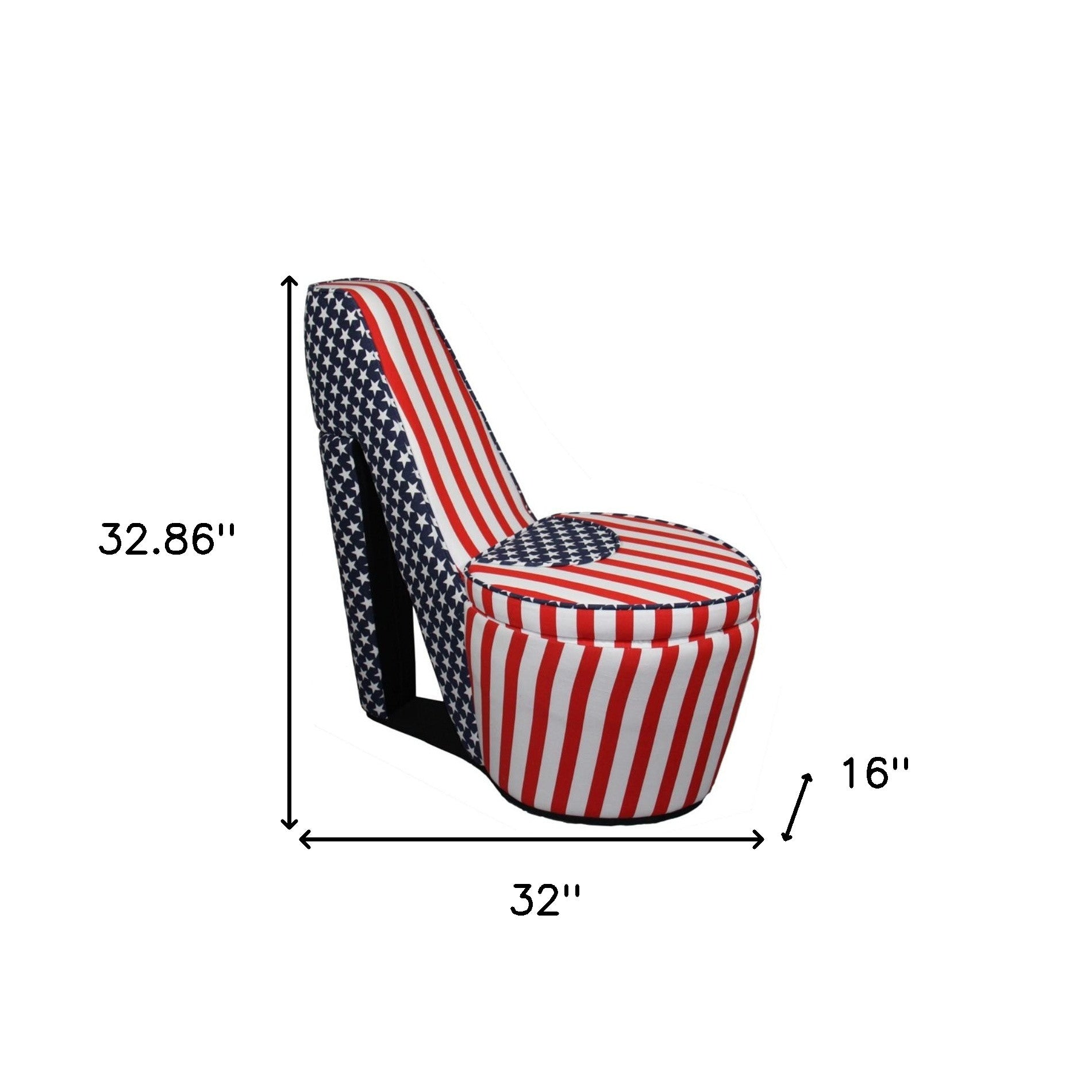 Red White and Blue Patriotic Print 4 High Heel Shoe Storage Chair