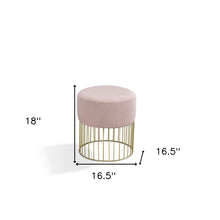 Gray Marble Faux Leather and Gold Cylindrical Stool 18