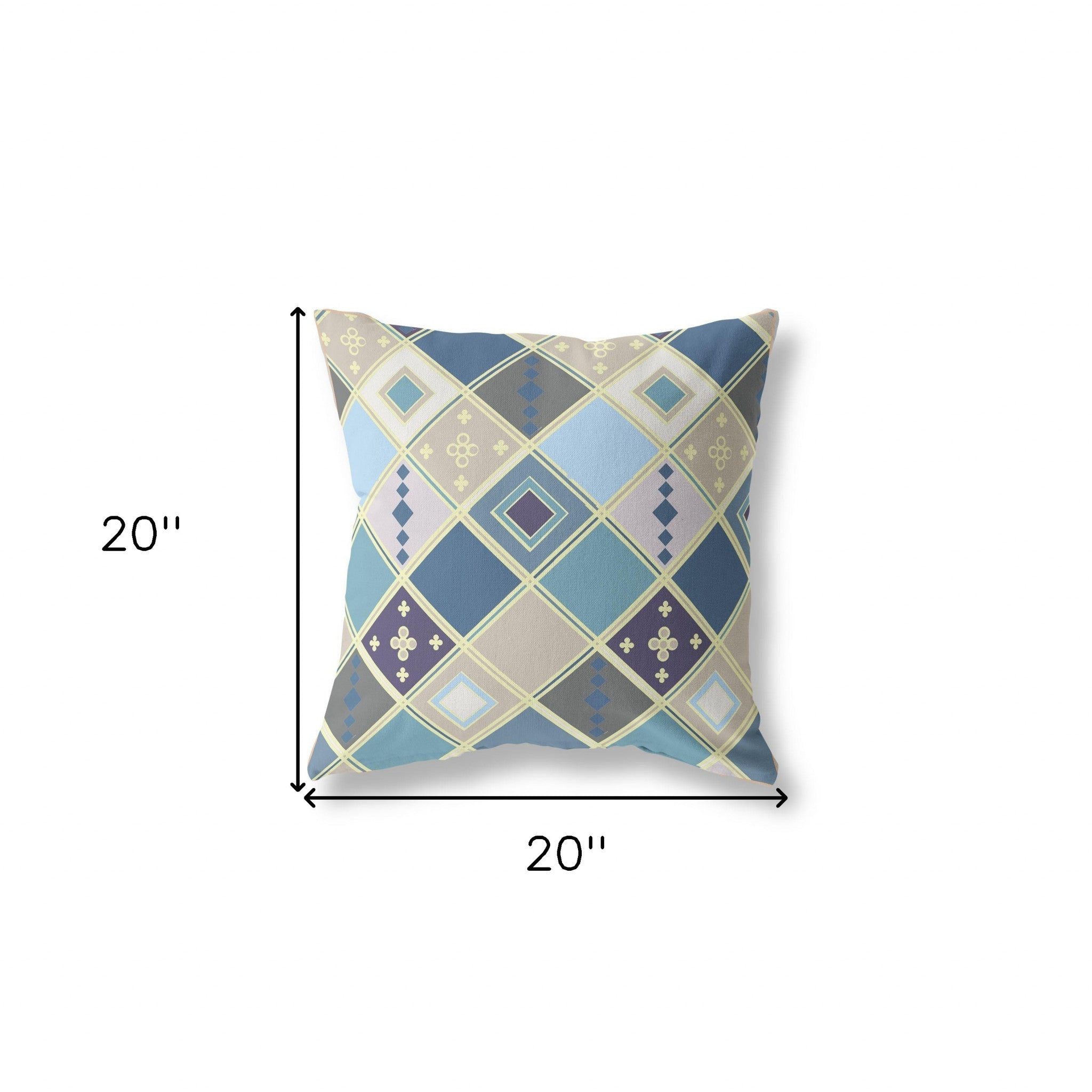 18" X 18" Blue And Gold Broadcloth Floral Throw Pillow