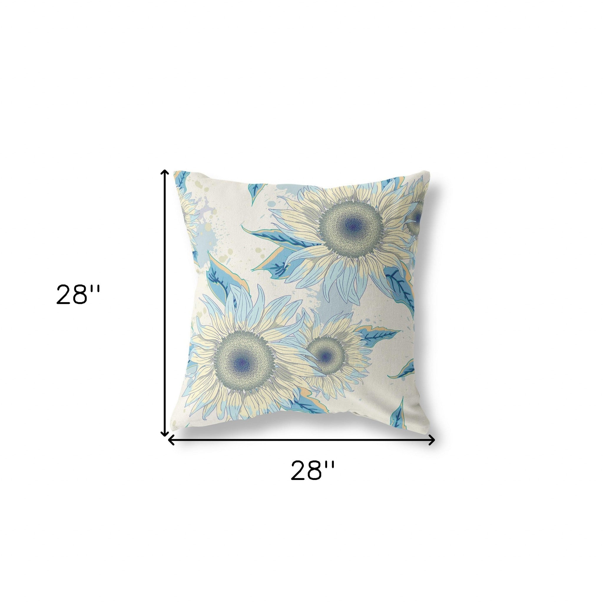 18" X 18" Beige And Yellow Broadcloth Floral Throw Pillow