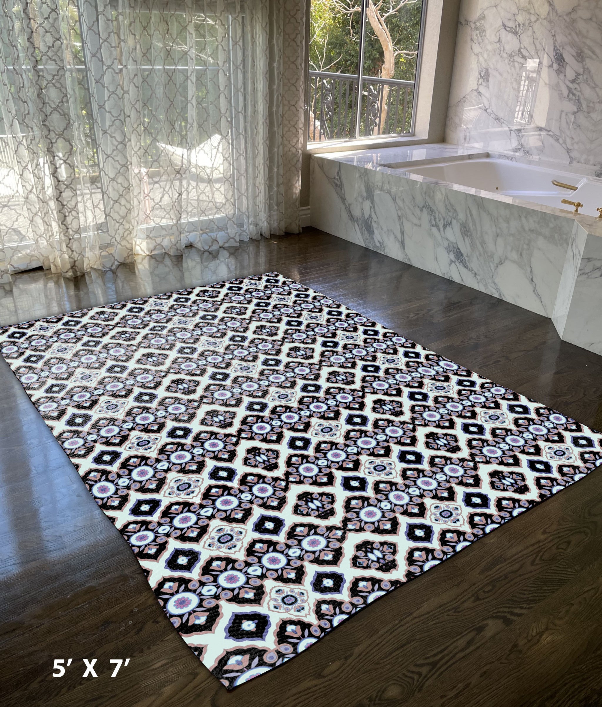 5' X 7' Light And Blue Oriental Area Rug